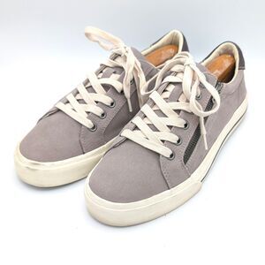 Taos Z Soul Sneakers Gray Canvas Lace Up Side Zip Comfort Shoes Women's Size 9